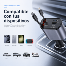 Cargador retráctil compatible con iPhone Android tablets y consolas