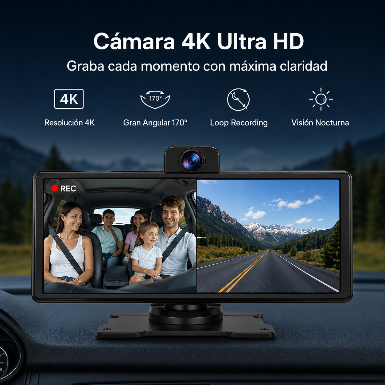 MagicScreen Pro con cámara 4K Ultra HD, gran angular y grabación en bucle