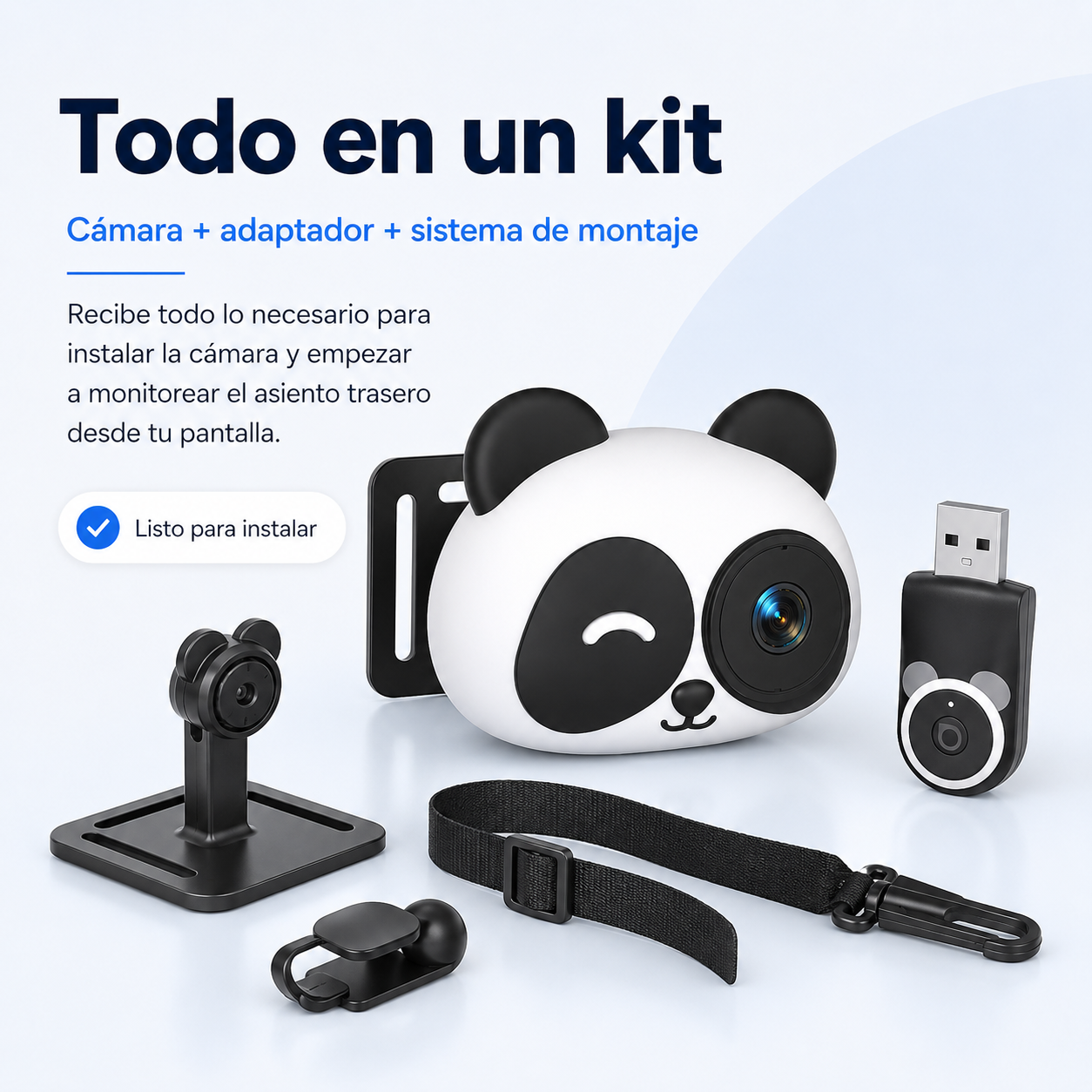 MagicView Pro kit completo con cámara, adaptador CarPlay y accesorios de montaje
