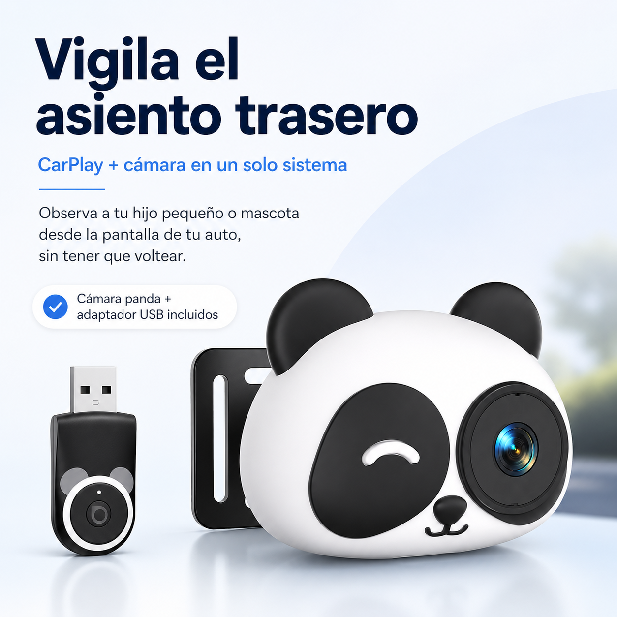 MagicView Pro cámara interior con adaptador CarPlay para vigilar el asiento trasero